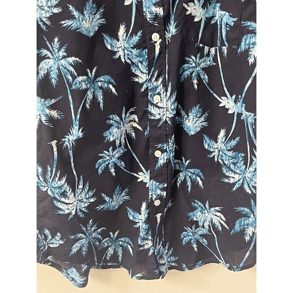 Trunks Surf And Swim Mens Navy Blue Size M Palm Tree Short Sleeve Tropical Shirt - Picture 3 of 11
